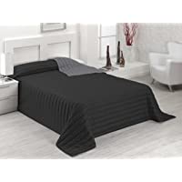 SABANALIA - Colcha Bicolor Multiuso Tutto (Disponible en Varias Medidas y Colores) - Cama 90- Negro-Gris